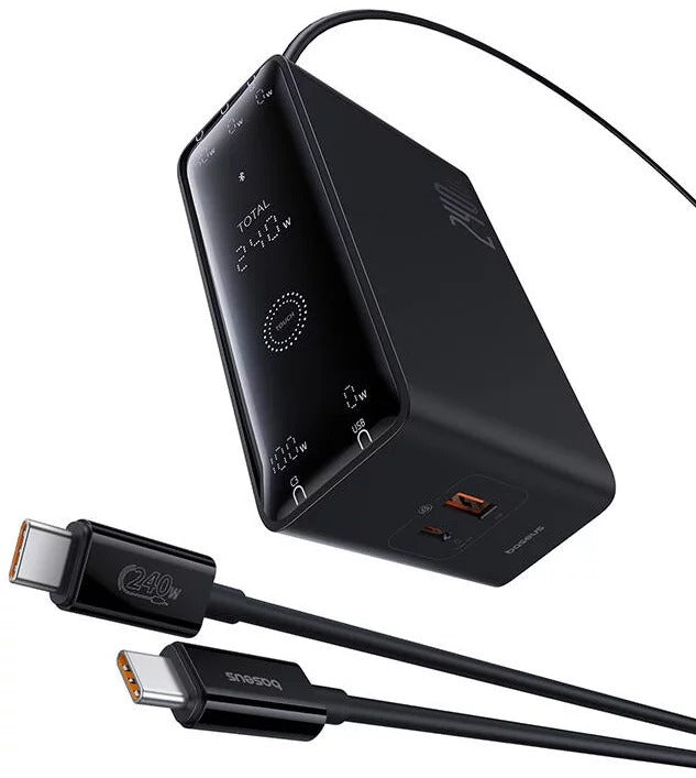 Baseus Carregador Digital Gan Intelligent Desktop Fast Charger 3C+U+DC 240W EU Preto