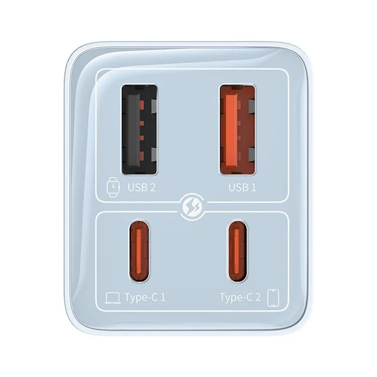 Baseus Carregador Gan6 Pro Fast Charger 2C+2U 65W  EU Galaxy Blue