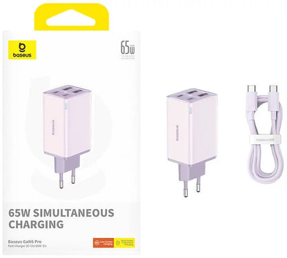 Baseus Carregador Gan6 Pro Fast Charger 2C+2U 65W  EU Star Purple