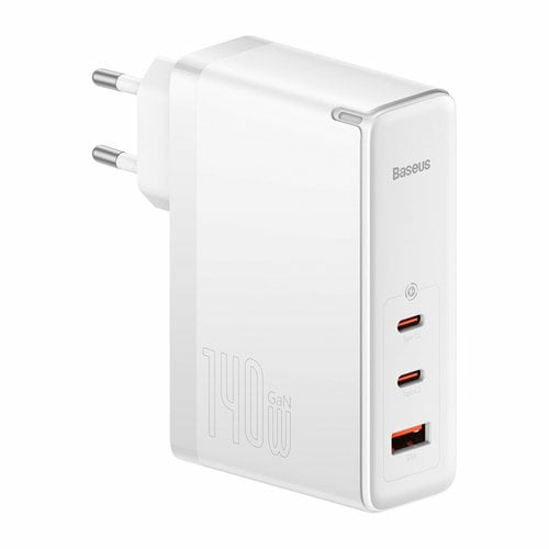 Baseus Carregador Usb-C/Usb 140W Gan5 Pro Carregamento Rápido Branco