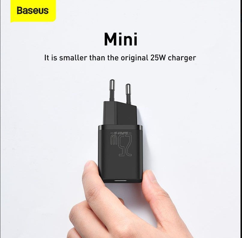 Baseus Carregador Rápido Super Si 1C 25W Eu Sets Preto