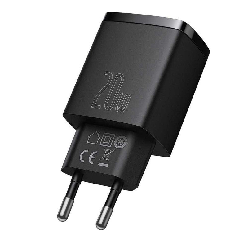 Baseus Carregador Rápido Compacto U+C 20W Eu Preto