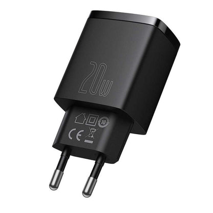 Baseus Carregador Rápido Compacto U+C 20W Eu Preto