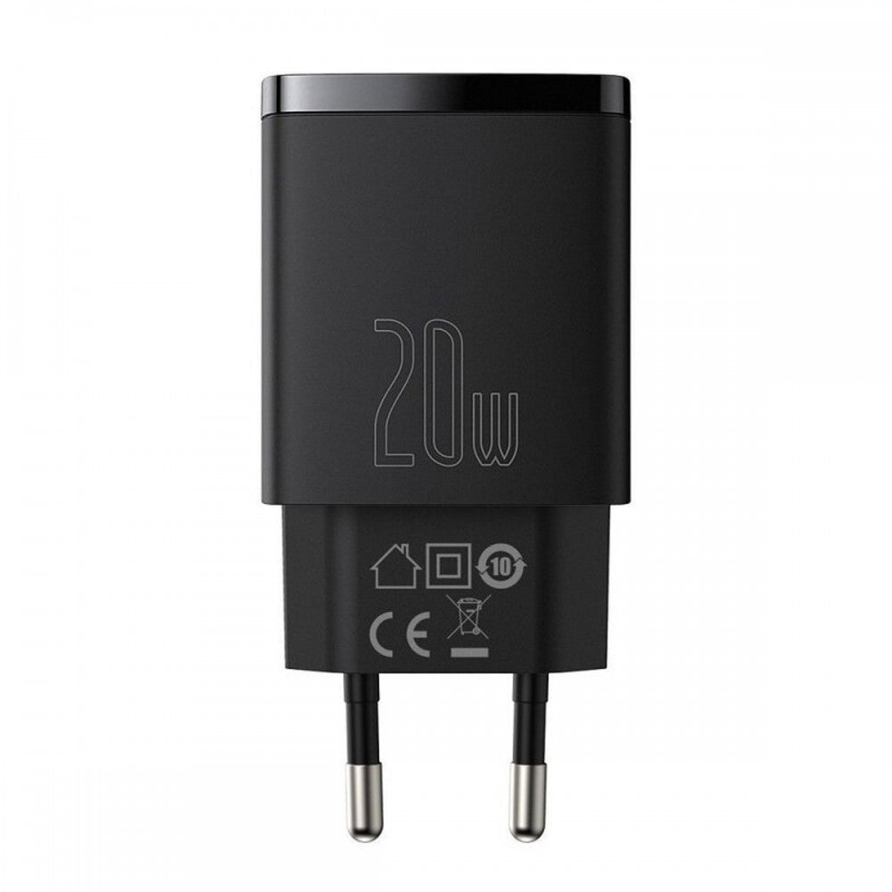 Baseus Carregador Rápido Compacto U+C 20W Eu Preto