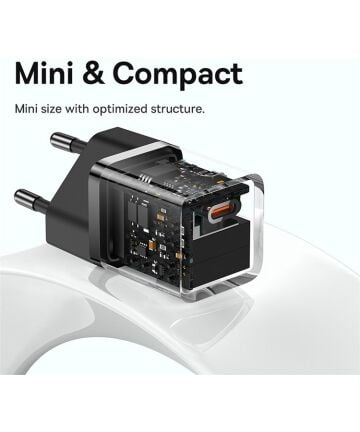 Baseus Carregador Rápido compacto Gan5 30W Usb-C Preto