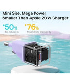 Baseus Carregador Rápido compacto Gan5 20W Usb-C Roxo