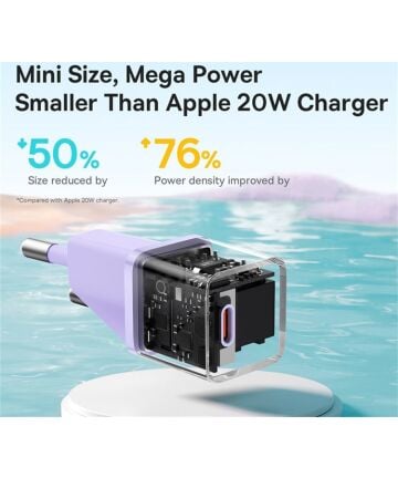 Baseus Carregador Rápido compacto Gan5 20W Usb-C Roxo