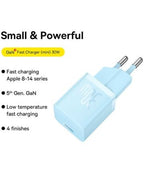 Baseus Carregador Rápido compacto Gan5 30W Usb-C azul