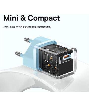 Baseus Carregador Rápido compacto Gan5 30W Usb-C azul
