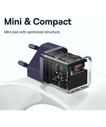Baseus Carregador Rápido compacto Gan5 30W Usb-C roxo