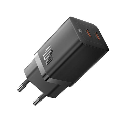 Baseus Carregador Gan5 Pro Fast Charger C+C 40W Eu Preto