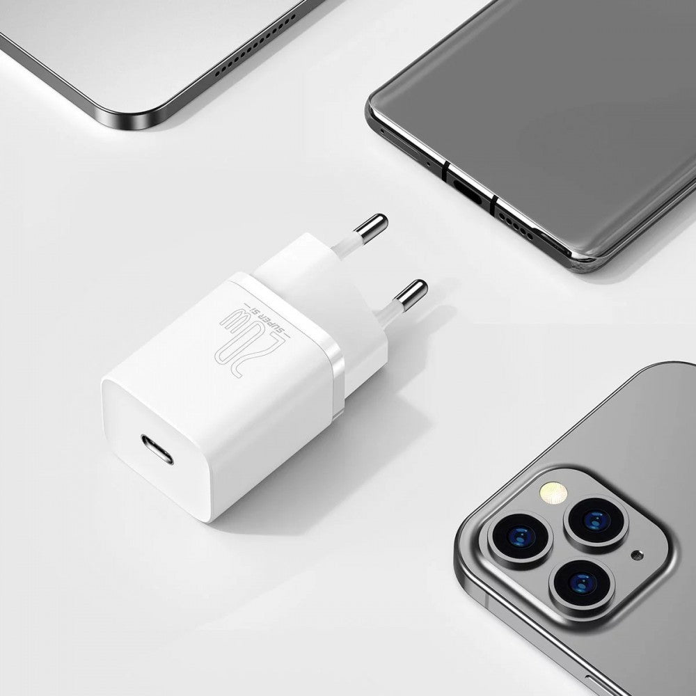 Baseus Carregador Rápido Super Si 1C 20W Eu Branco