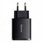 Baseus Carregador Carregamento Rápido 2xUsb + Usb-C Preto