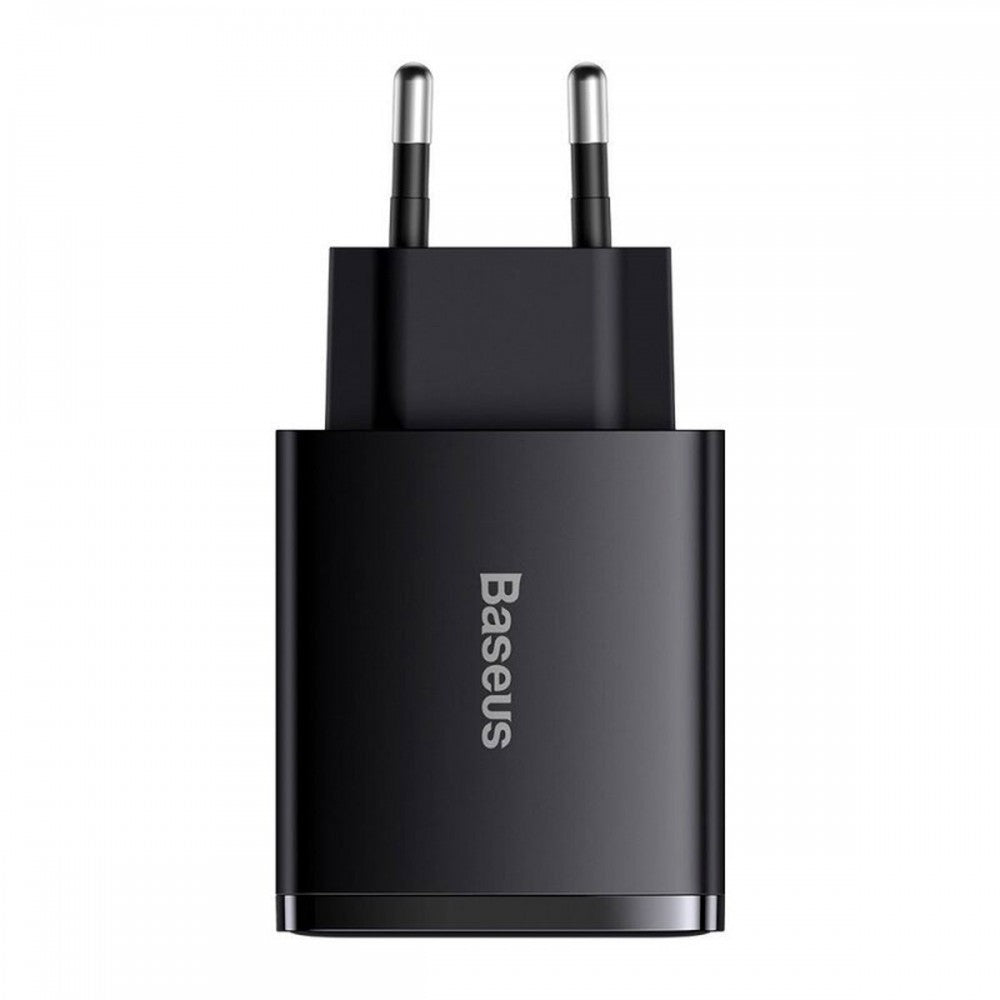 Baseus Carregador Carregamento Rápido 2xUsb + Usb-C Preto