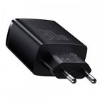 Baseus Carregador Carregamento Rápido 2xUsb + Usb-C Preto