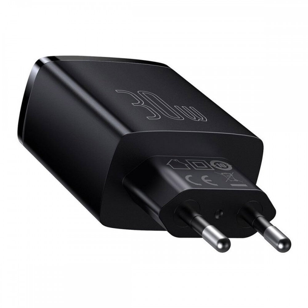 Baseus Carregador Carregamento Rápido 2xUsb + Usb-C Preto