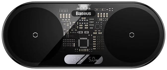 Baseus Carregador Wireless 2In1 20W Digital Led Display Preto