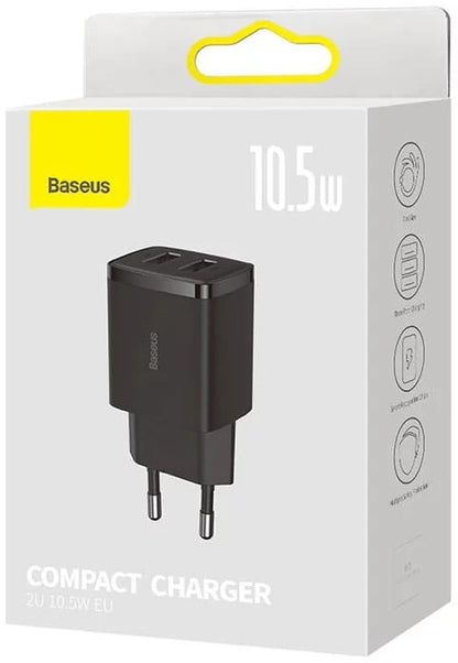 Baseus Carregador Compacto 2U 10.5W Eu Preto