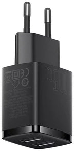 Baseus Carregador Compacto 2U 10.5W Eu Preto