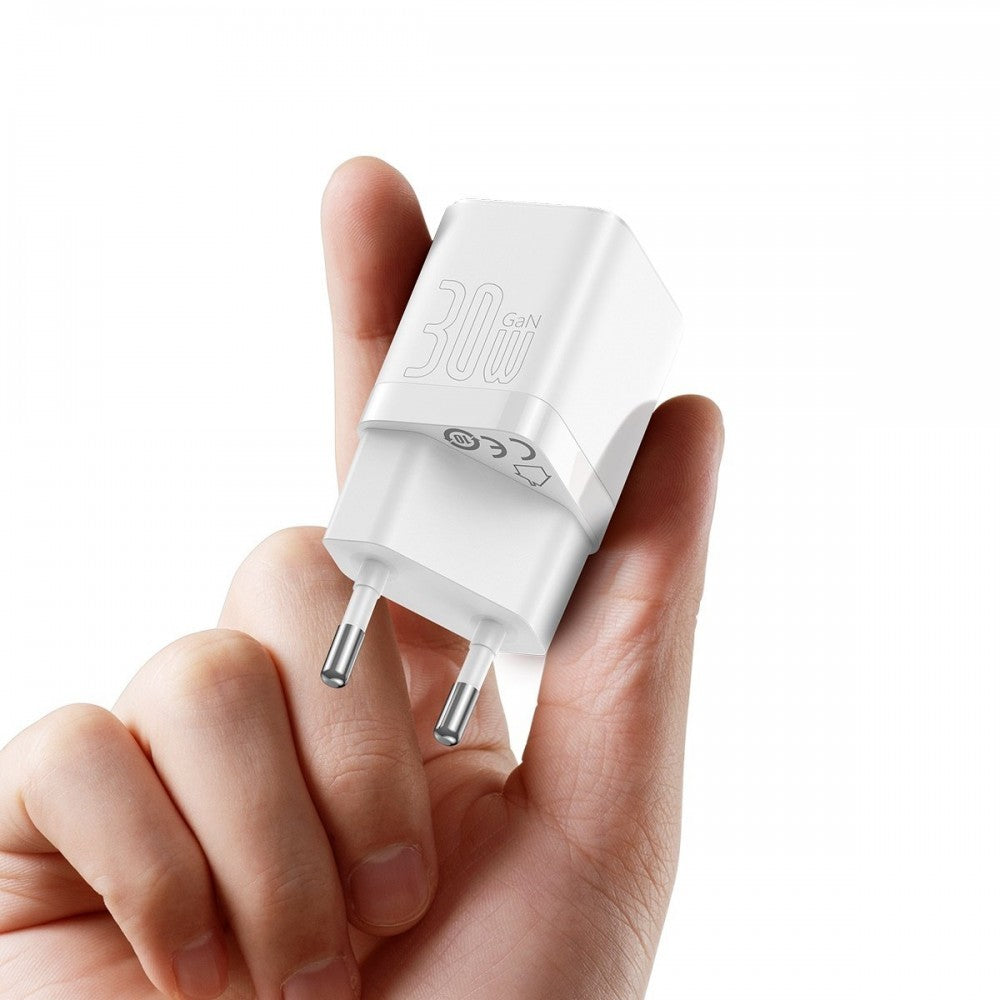 Baseus Carregador Rápido Gan3 1C 30W Branco