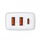 Baseus Carregador Compacto Usb-C/Usb-A 30W Carregamento Rápido QC3.0 Branco