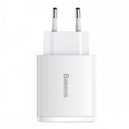 Baseus Carregador Compacto Usb-C/Usb-A 30W Carregamento Rápido QC3.0 Branco