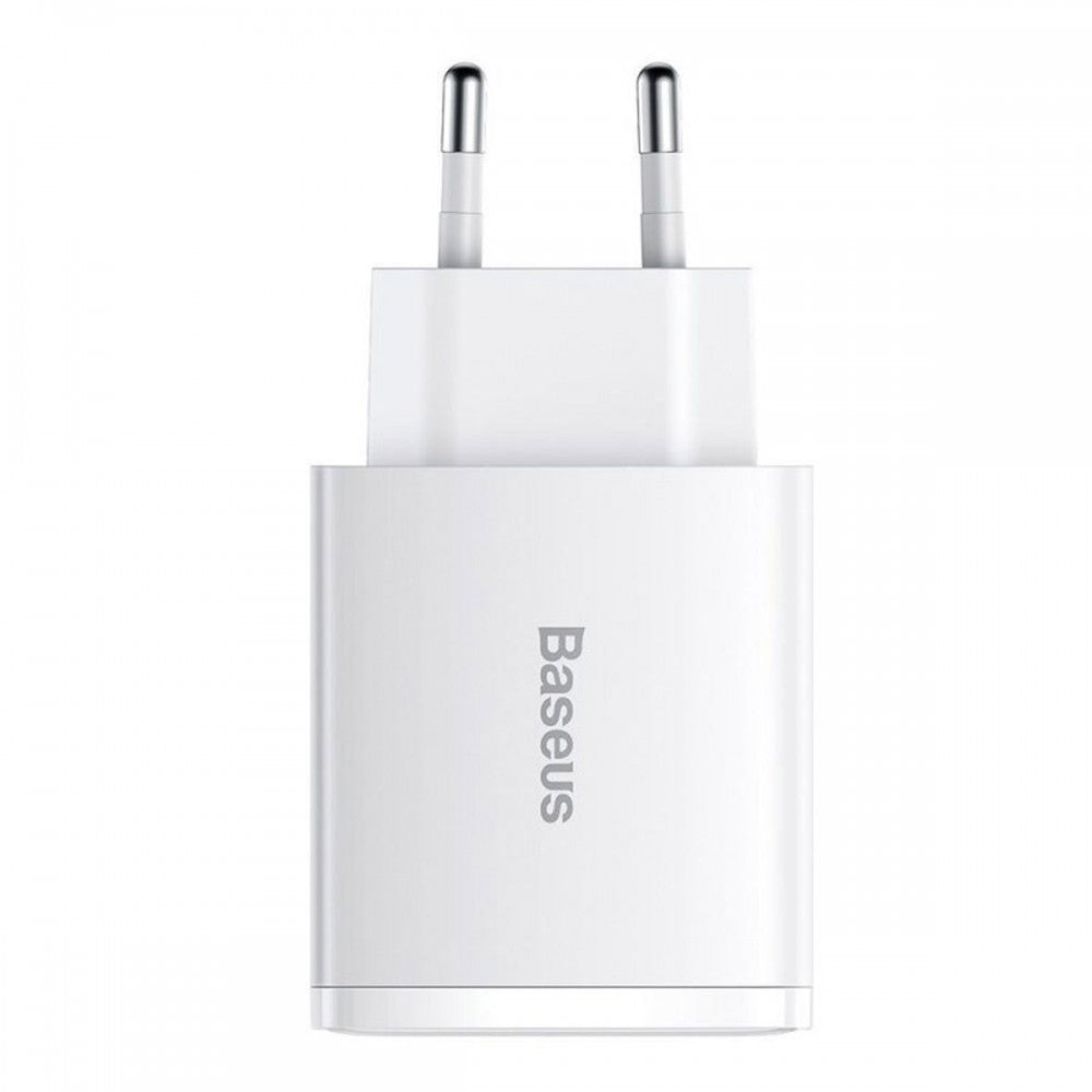 Baseus Carregador Compacto Usb-C/Usb-A 30W Carregamento Rápido QC3.0 Branco