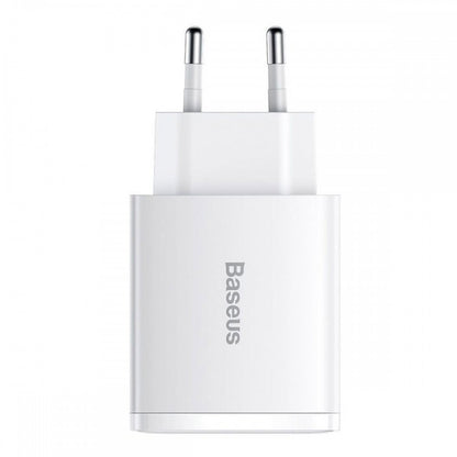 Baseus Carregador Compacto Usb-C/Usb-A 30W Carregamento Rápido QC3.0 Branco