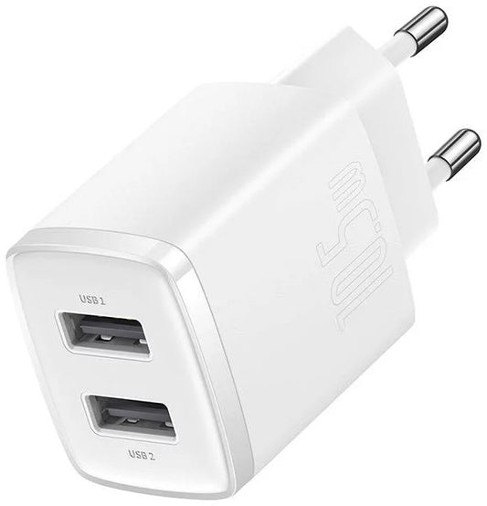 Baseus Carregador Compacto 2U 10.5W Eu Branco