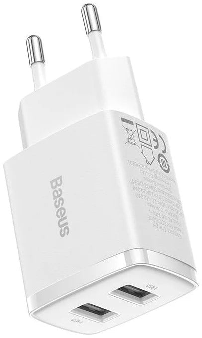 Baseus Carregador Compacto 2U 10.5W Eu Branco