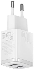 Baseus Carregador Compacto 2U 10.5W Eu Branco