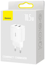 Baseus Carregador Compacto 2U 10.5W Eu Branco