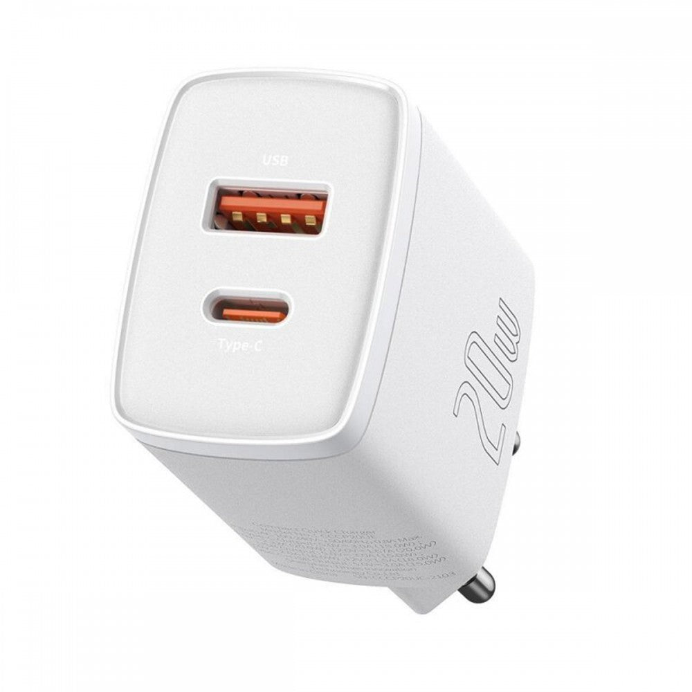 Baseus Carregador Rápido compacto U+C 20W Eu Branco