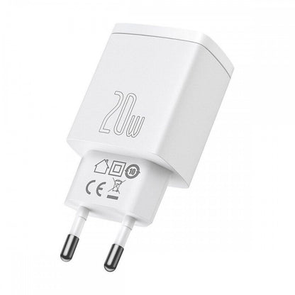 Baseus Carregador Rápido compacto U+C 20W Eu Branco