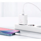 Baseus Carregador Carregamento Rápido Super Si c/ Cabo Usb-C Para Lightning 1mt Branco