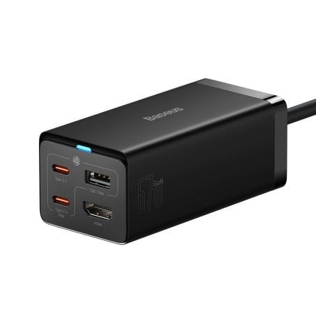 Baseus Carregador Carregamento Rápido 67W Gan5 Pro Dual Usb-C/Usb-A Preto + Hdmi