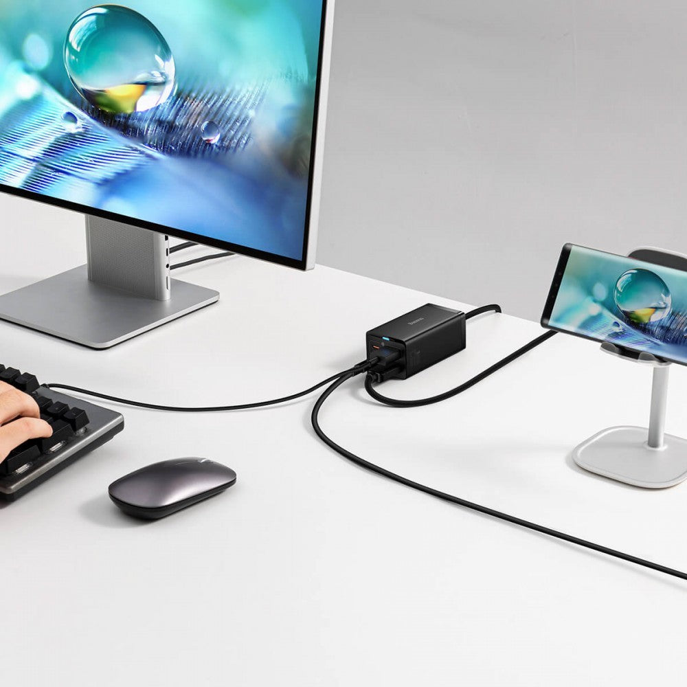 Baseus Carregador Carregamento Rápido 67W Gan5 Pro Dual Usb-C/Usb-A Preto + Hdmi