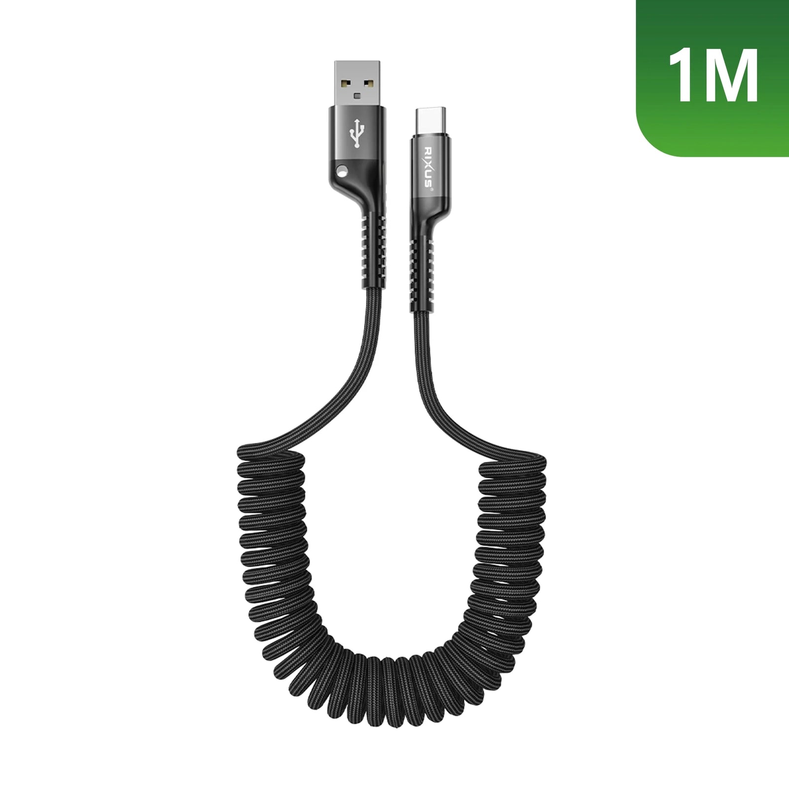 Rixus Retractable USB-A - Type-C Preto