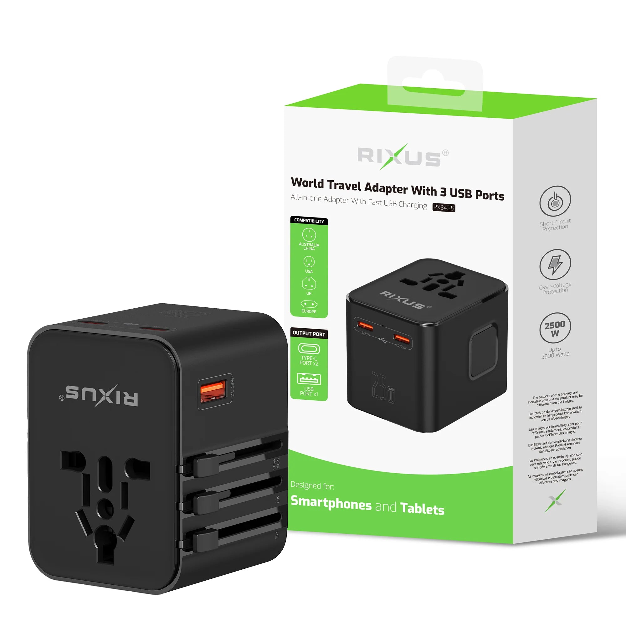 RIXUS World Travel Adapter RX3425