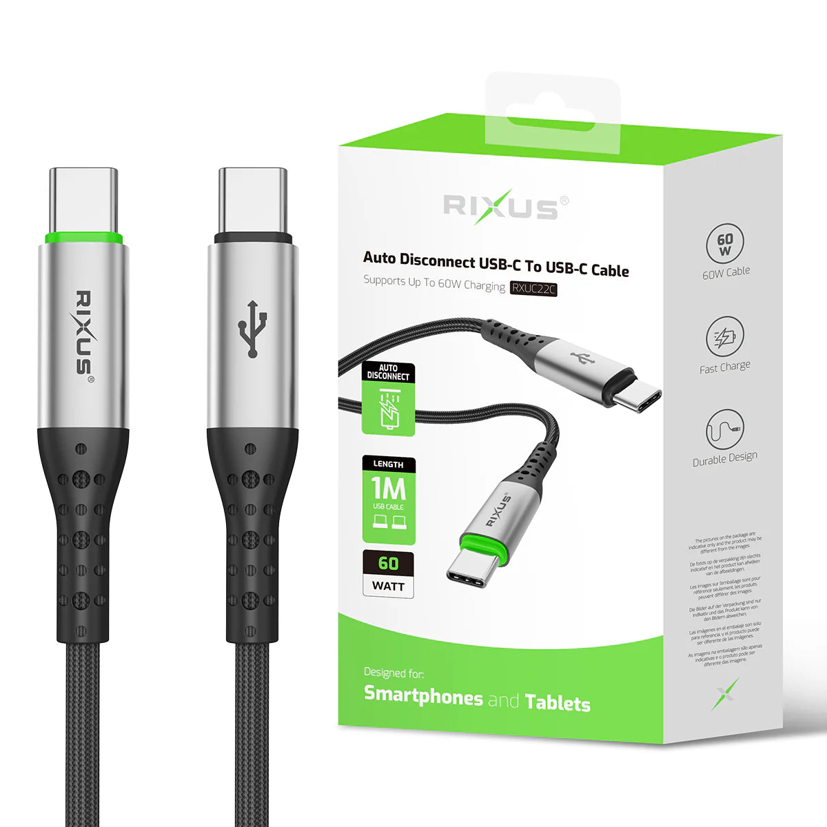 Cabo RIXUS USB-C to USB-C 60W RXUC22C