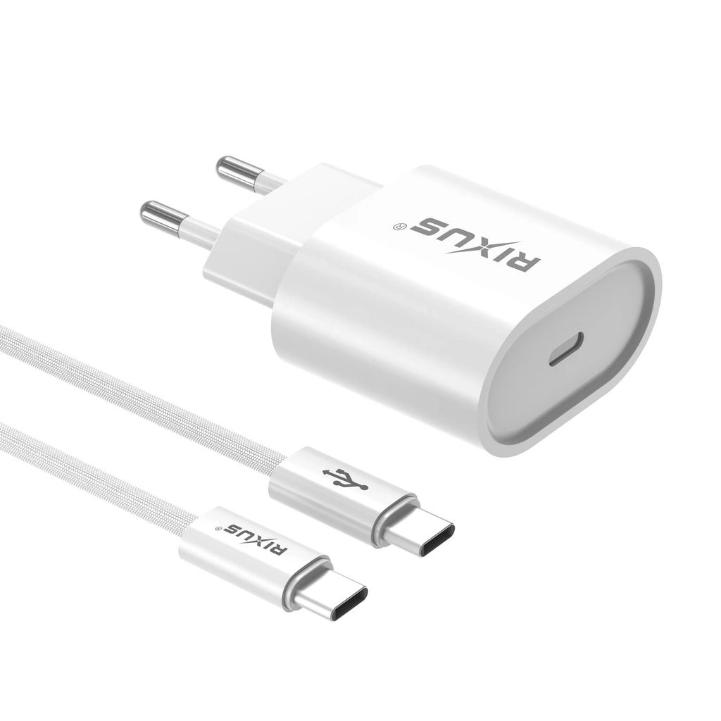 RIXUS KIT USB-C 20W + Cabo USB-C RXHC20C