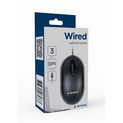 Rato Óptico Gembird 1000DPI Preto (MUS-U-01)