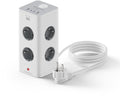 Bloco Tomada Ewent EW3864 Power Tower 8 Tomadas Schuko 16A + 2 USB-A + 2 USB-C 2m Branca/Cinza