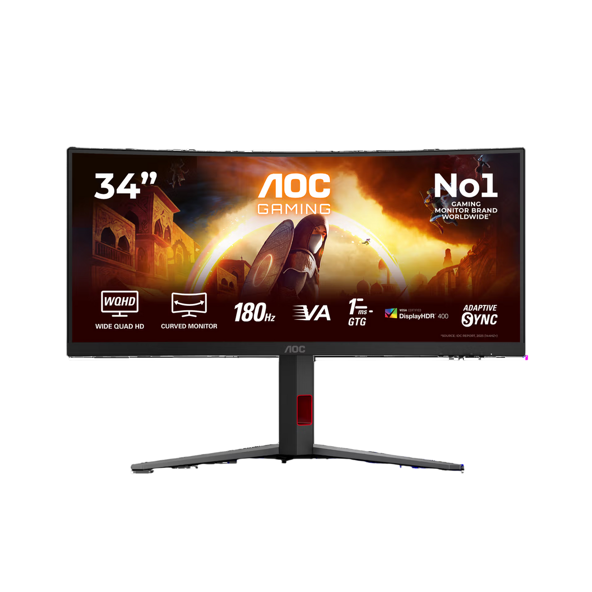 Monitor Curvo AOC Gaming 34" CU34G4CA Fast VA UWQHD 180Hz 0.3ms 21:9 Adaptive Sync