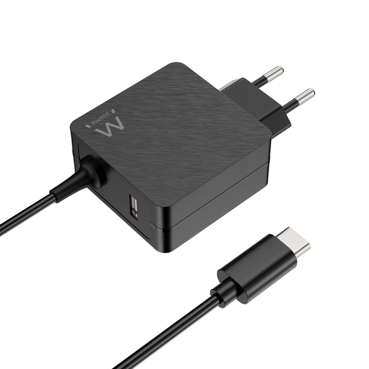 Carregador de Portátil Ewent USB-C + 1-Porta USB-A PD 45W Preto
