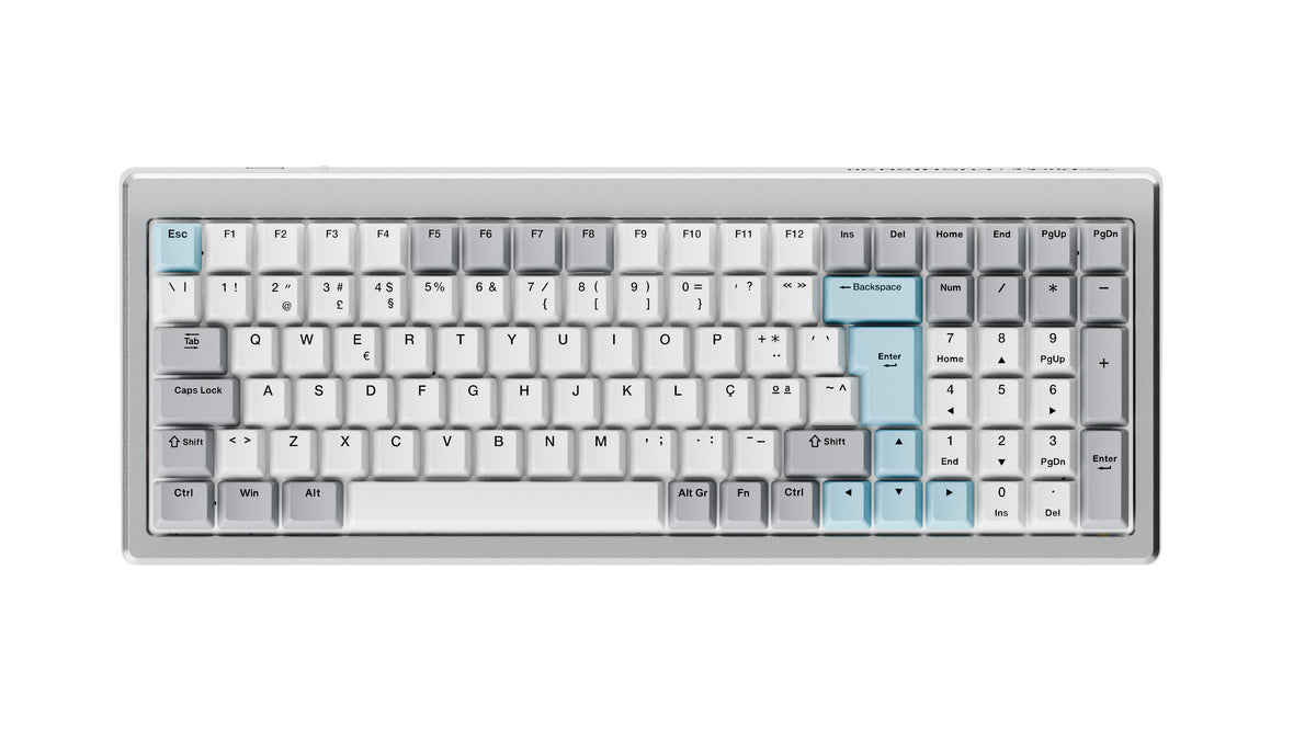 Teclado Mecânico Ducky Cushion 98 Tri-Mode Silent Linear 96% Prata (PT)