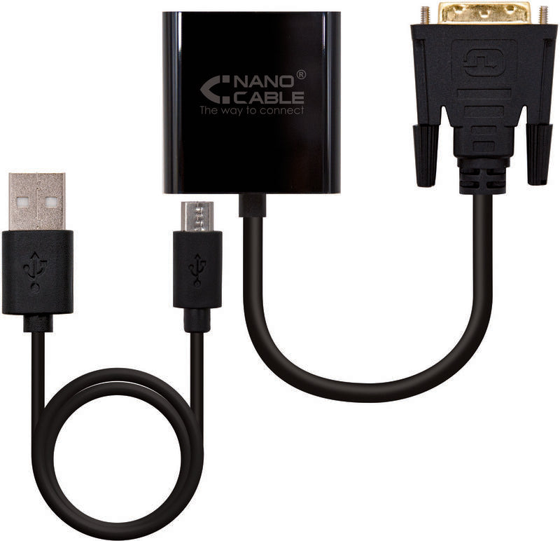 Adaptador Nanocable DVI M > VGA 10 CM Preto