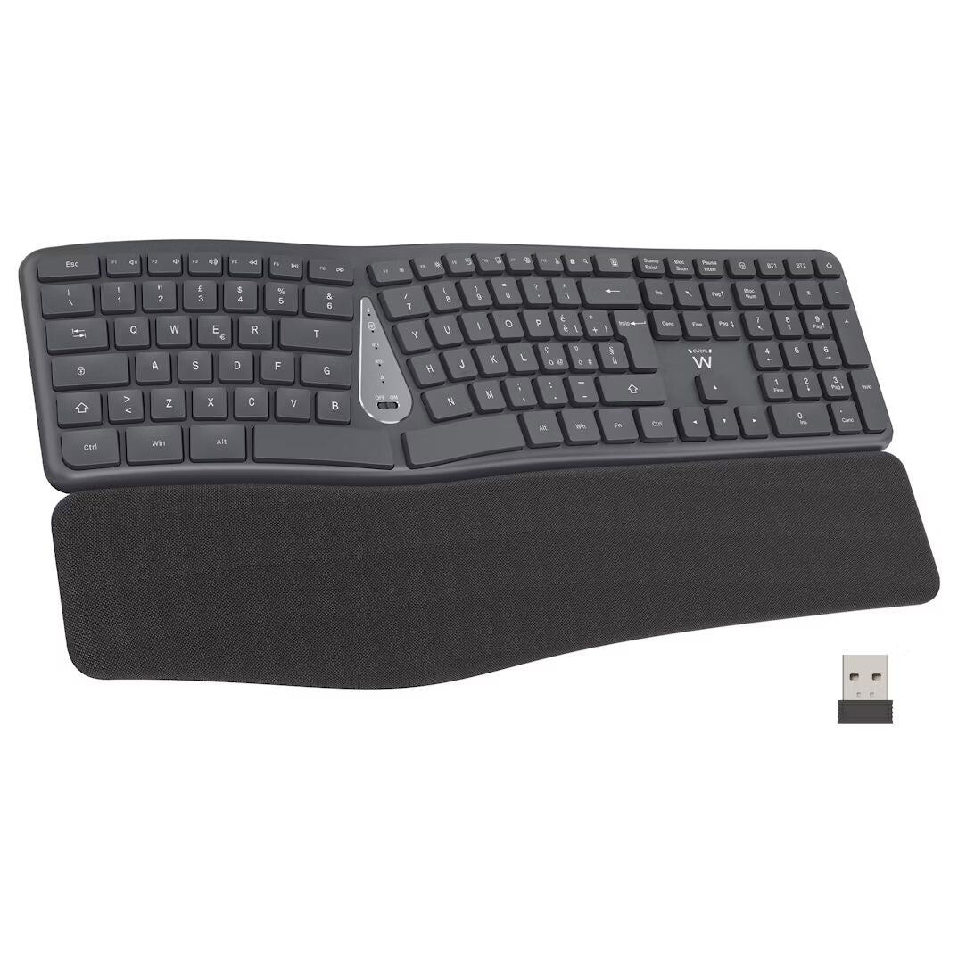 Teclado Ewent EW3290 Ergonómico Multimodo Bluetooth/2.4Ghz Wireless PT Preto