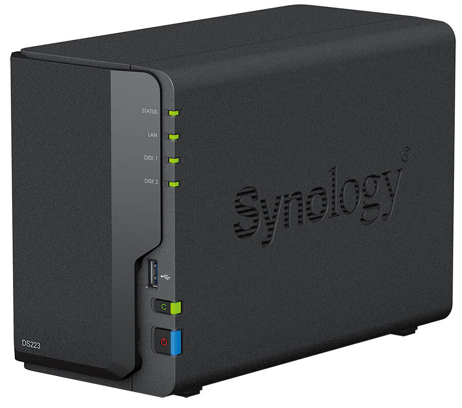NAS Synology Disk Station DS223 - 2 Baías - 1.7GHz 4-core - 2GB RAM