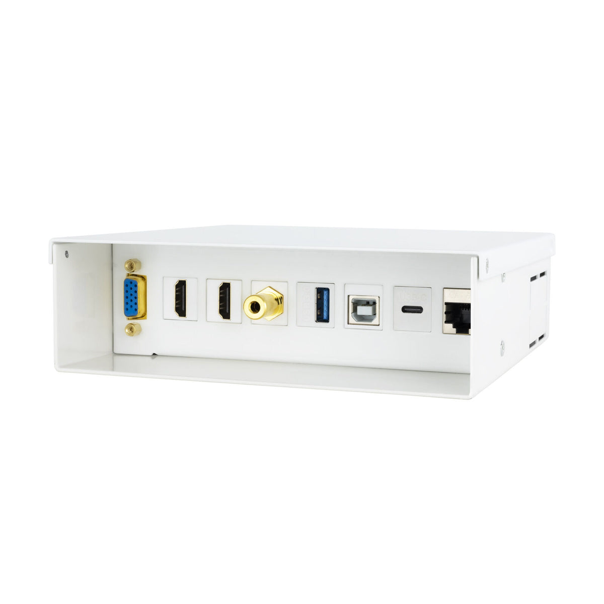 Caixa de ligações multimédia de parede Nanocable VGA + 2x HDMI + JACK 3,5 mm + 1x USB-C 10G + 1x USB-B 2.0 + 1x USB-A 3.0 + 1x RJ45 Cat.6A STP Branca